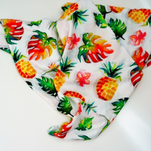Baumwolljersey Ananas Früchte/ Weiß